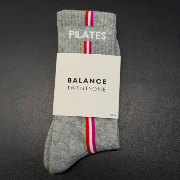 "Pilates" Stripe Crew Length Grip Socks - Image 2